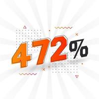 472 promoción de banner de marketing de descuento. 472 por ciento de diseño promocional de ventas. vector