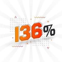 136 discount marketing banner promotion. 136 percent sales promotional design. vector