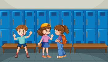 School bullying with student cartoon characters vector