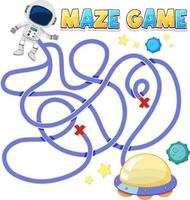 Maze game template in space theme for kids vector