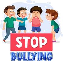 Stop Bullying text with cartoon character vector