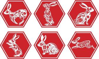 Set of Chinese Lunar New Year Rabbit symbol 2023 vector