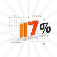 Promoción de banner de marketing de 117 descuentos. 117 por ciento de diseño promocional de ventas. vector