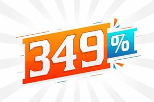 349 promoción de banner de marketing de descuento. 349 por ciento de diseño promocional de ventas. vector