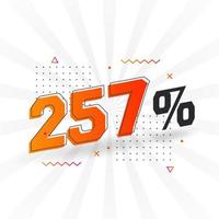 Promoción de banner de marketing de 257 descuentos. 257 por ciento de diseño promocional de ventas. vector