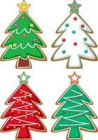 Christmas tree gingerbread cookies vector