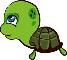 Turtle with big head, illustration, vector on white background