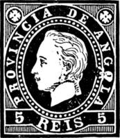 Angola 5 Reis Stamp, 1886, vintage illustration vector