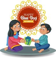 Happy Bhai Dooj Day Text Banner Design vector