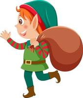 personaje de dibujos animados de niña elfo de navidad vector