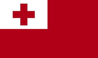 Tonga's flag consists of red and white color. vector