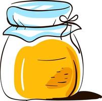 Honey in jar, illustration, vector on white background.