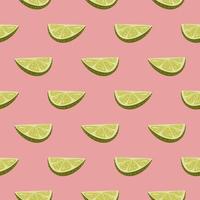 Slices of lime , seamless pattern on a dark pink background. vector