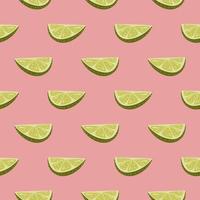 Slices of lime , seamless pattern on a dark pink background. vector