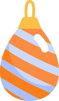 Christmas toy with orange stripes, illustration, vector, on a white background.