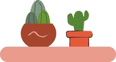 Cactus on table, illustration, vector on white background.