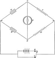 Wheatstone Bridge in Circuit, vintage illustration. vector