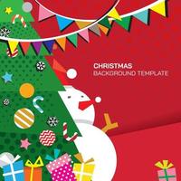 Abstract christmas party vidvid colors background punchy vector design have blank space. Colorful christmas tree and snowman invitation template.