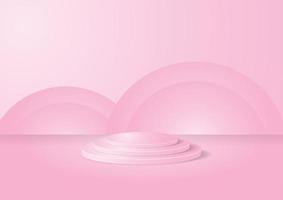 vector graphic illustration modern minimalist 3d realistic podium pink background for display products