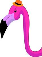 Angry pink flamingo, vector or color illustration.