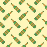 Small beer bottle,seamless pattern on yellow background. vector