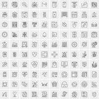 paquete de 100 iconos de líneas universales para móviles y web vector