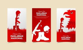 Heroes day of Indonesia design Stories Collection. Hari Pahlawan is Indonesian Heroes day design with vertical style vector