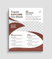 Travel business poster or flyer  brochure design layout space for photo background. Yellow Travel flyer design template for travel agency vector