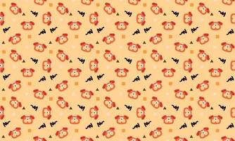 Seamless cute dog head flat pattern with geometric vector