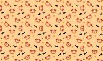 Seamless cute dog head flat pattern with geometric vector