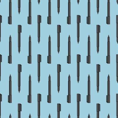 Pen pattern, seamless pattern on blue background.