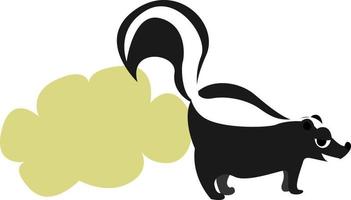 Smelly skunk, illustration, vector on white background.