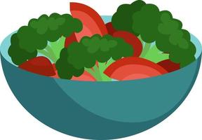 Healthy salad, illustration, vector on white background.
