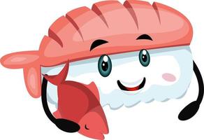 sushi con pescado, ilustración, vector sobre fondo blanco.