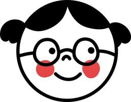 Girl with glasses and pink cheeks, illustration, vector on a white background.