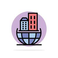 organización global arquitectura negocio sostenible círculo abstracto fondo color plano icono vector