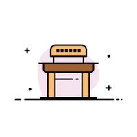 Desk Student Chair School  Business Flat Line Filled Icon Vector Banner Template