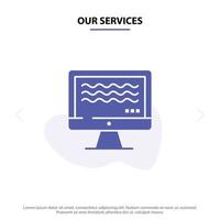 Our Services Live Streaming Live Streaming Digital Solid Glyph Icon Web card Template vector