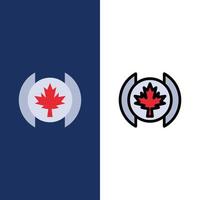 Flag Leaf Tree  Icons Flat and Line Filled Icon Set Vector Blue Background