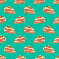 Cakes pattern, seamless pattern on green background. vector