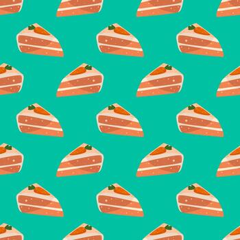 Cakes pattern, seamless pattern on green background. vector