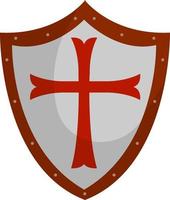 Crusader shield, illustration, vector on white background.