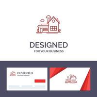 tarjeta de visita creativa y plantilla de logotipo hogar casa espacio villa casa de campo ilustración vectorial vector