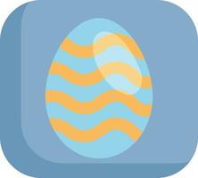 Blue easter egg with yellow stripes, illustration, vector on a white background.