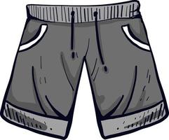 Grey shorts, illustration, vector on white background.