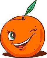 Winking orange ,illustration, vector on white background