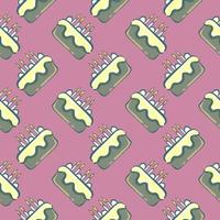 Birthday cake , seamless pattern on a pink background. vector