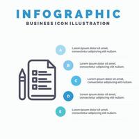 File Education Pen Pencil Line icon with 5 steps presentation infographics Background vector