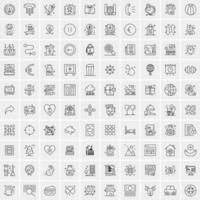 paquete de 100 iconos de líneas universales para móviles y web vector