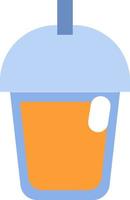 Iced coffee in plastic cup with lid, illustration, vector on a white background.